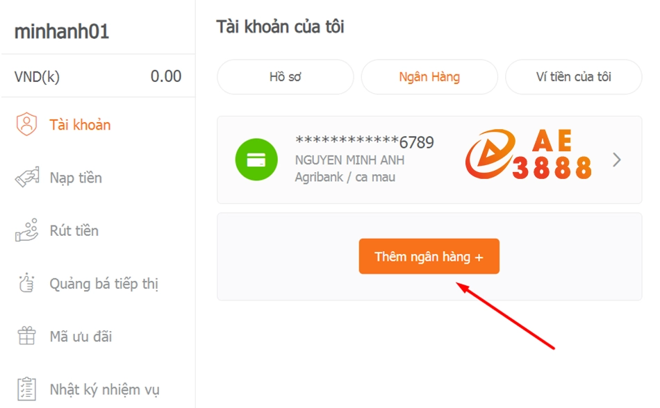 hướng dẫn chi tiết các bước rút tiền AE3888 đơn giản
