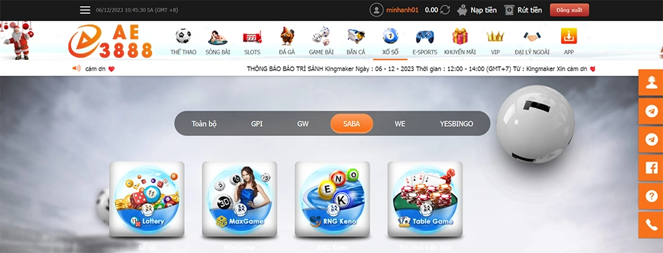 những Điểm nổi bật thu hút người chơi của xổ số AE3888