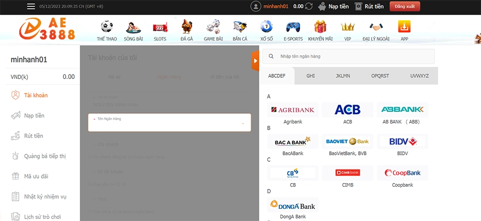 những ngân hàng nào hỗ trợ rút tiền AE3888